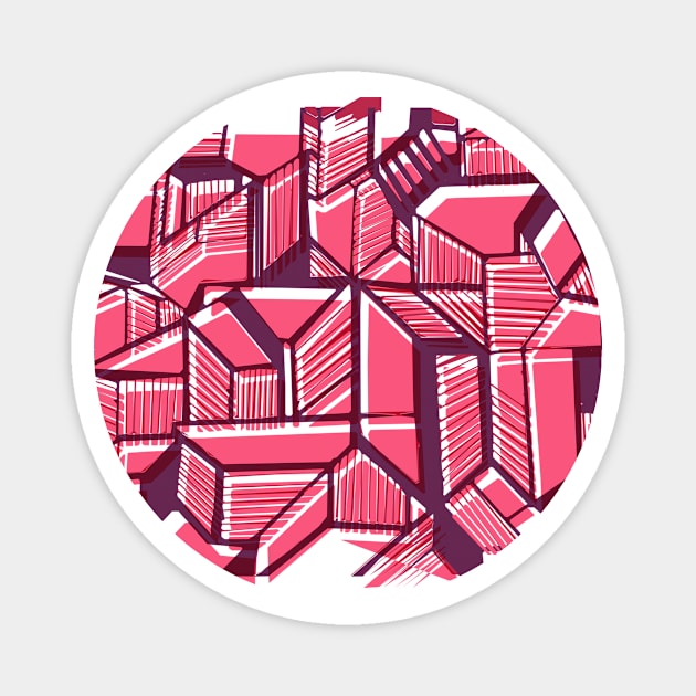 Geometric abstract art pink Magnet by carolsalazar